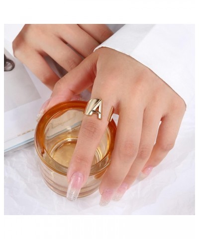 Initial Ring Gold Letter Rings for Women Chunky Gold Rings for Women Adjustable Rings Initial Jewelry Q-Gold $7.64 Rings