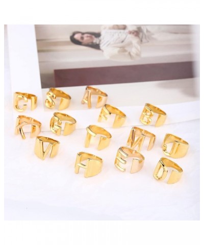 Initial Ring Gold Letter Rings for Women Chunky Gold Rings for Women Adjustable Rings Initial Jewelry Q-Gold $7.64 Rings