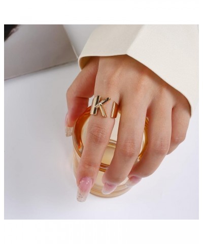 Initial Ring Gold Letter Rings for Women Chunky Gold Rings for Women Adjustable Rings Initial Jewelry Q-Gold $7.64 Rings