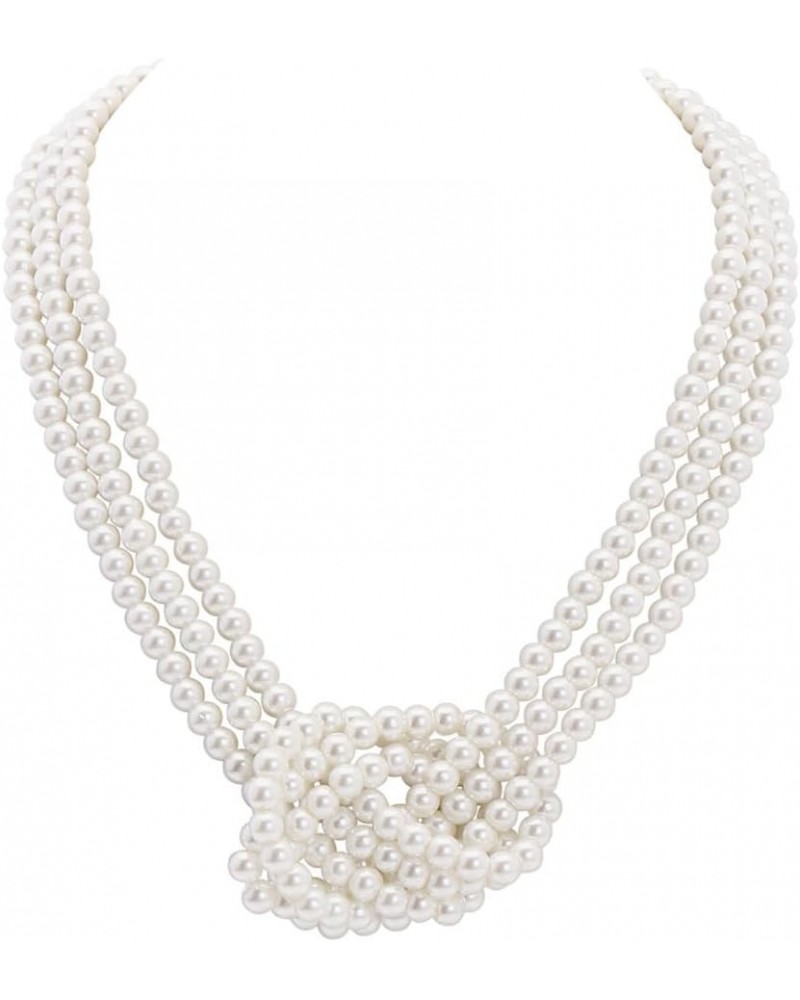 Vintage Imitation Pearl Choker Necklace Elegant Bridal Jewelry Set with Matching Earrings 1235-White $8.83 Jewelry Sets