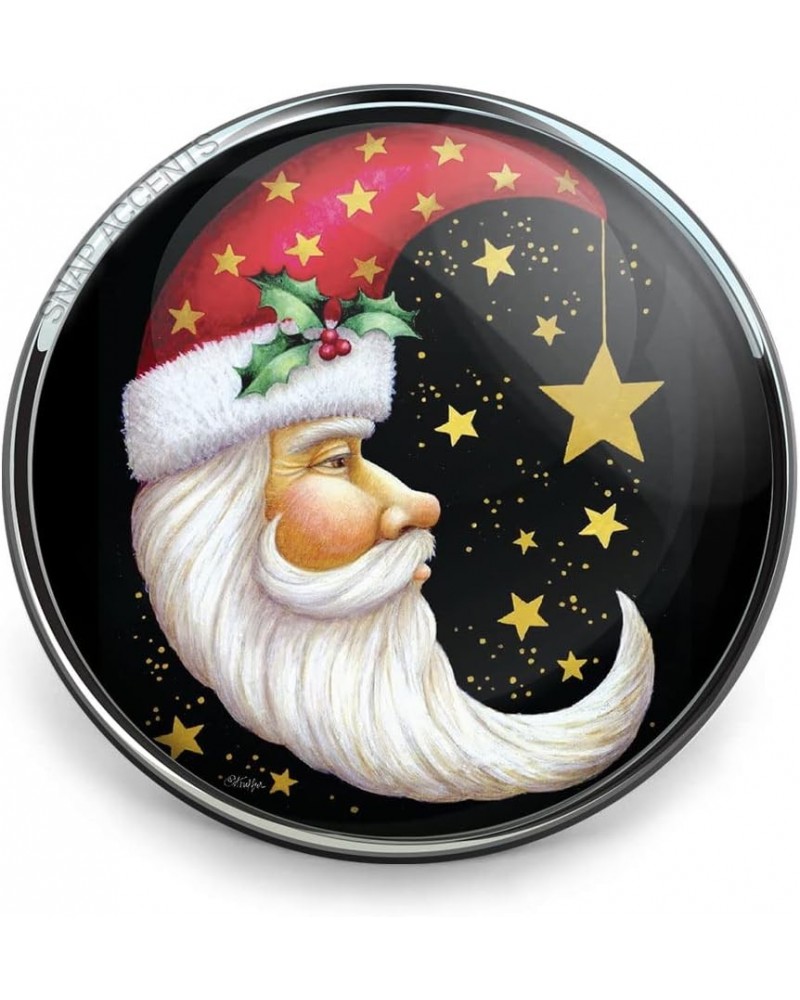 Santa Claus Snap Jewelry Ginger Charm Christmas 20MM Holiday Button Fits Customizable Necklaces, Bracelets, Keychains Moon, S...