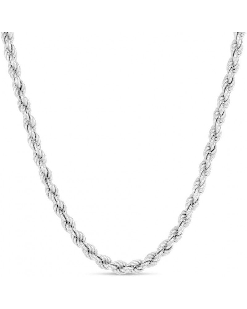 Solid 925 Sterling Silver 1MM 1.3MM 2MM 2.5MM 3MM 3.5MM 4MM 5MM Diamond-Cut Braided Rope Chain Italian Necklace, 14-36 Inch 2...