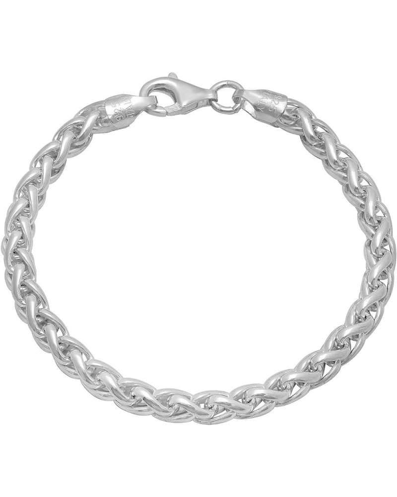 1mm-5mm Solid .925 Sterling Silver Braided Wheat Chain Necklace or Bracelet 7.0 Inches 5mm Bracelet $32.00 Necklaces