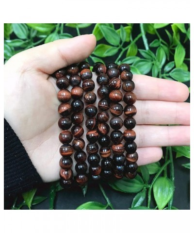 8mm Natural Round Gemstone Energy Power Crystal Beads Handmade Elastic Stretch Unisex Bracelet One Size Fits All red tigers e...