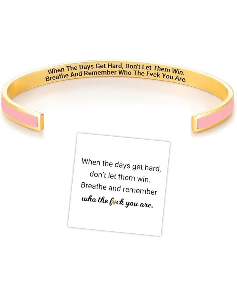 Remember Who The F You Are Motivational Color Bangle, Stainless Steel Inspirational Cuff Bracelets with Hidden Message Engrav...