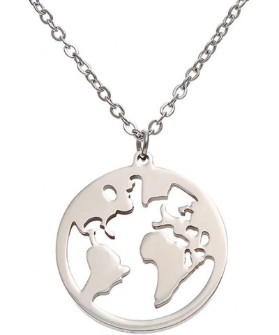 Vintage Round Origami World Map Necklace Women Geometric Earth Globe Map Necklace Circle Pendants Choker Jewelry 18 Silver $1...