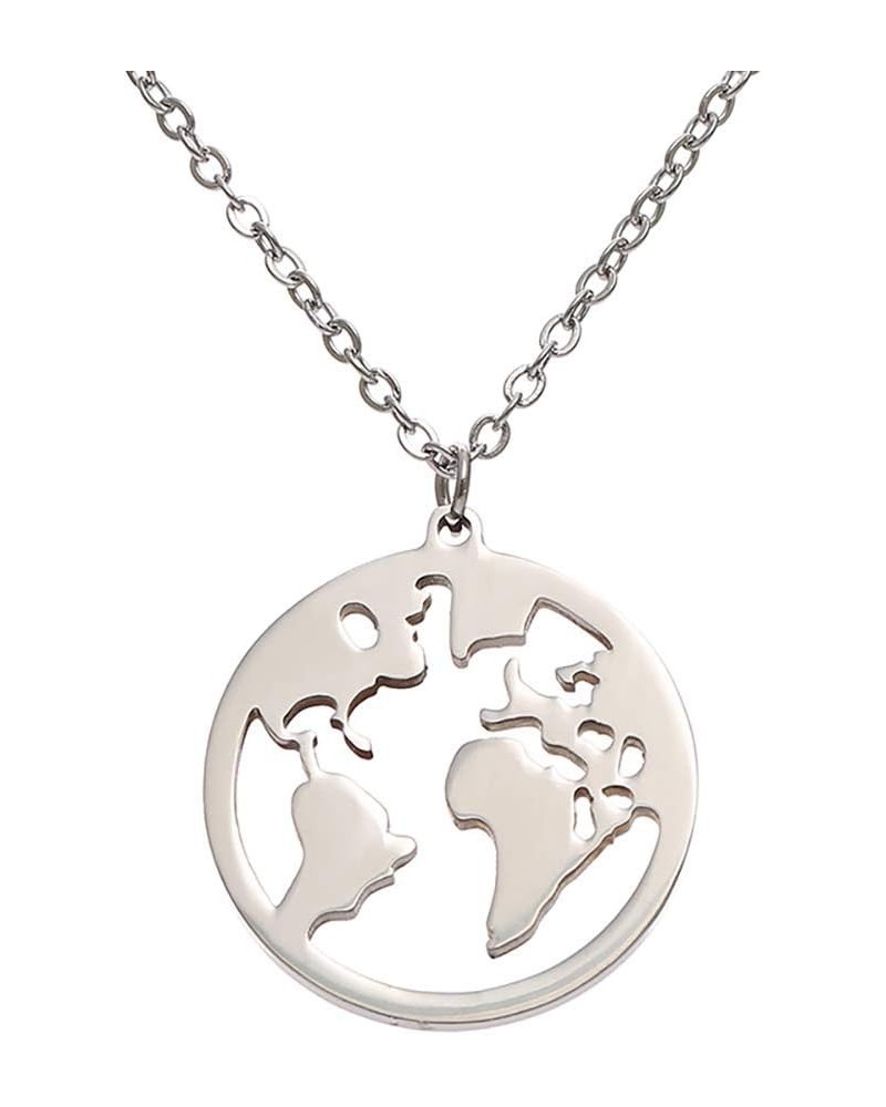 Vintage Round Origami World Map Necklace Women Geometric Earth Globe Map Necklace Circle Pendants Choker Jewelry 18 Silver $1...