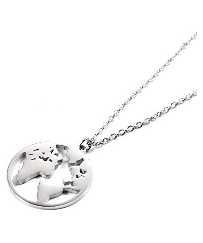 Vintage Round Origami World Map Necklace Women Geometric Earth Globe Map Necklace Circle Pendants Choker Jewelry 18 Silver $1...