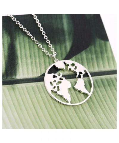 Vintage Round Origami World Map Necklace Women Geometric Earth Globe Map Necklace Circle Pendants Choker Jewelry 18 Silver $1...