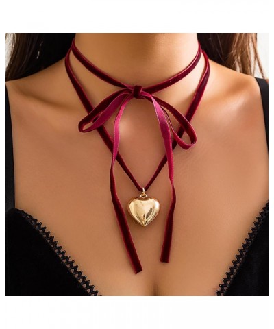 Heart Choker Necklace Velvet Necklace for Women Velvet Choker Necklace for Girls Black Choker Necklace Adjustable Necklaces R...