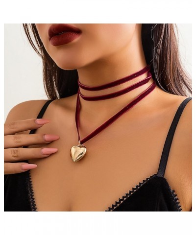 Heart Choker Necklace Velvet Necklace for Women Velvet Choker Necklace for Girls Black Choker Necklace Adjustable Necklaces R...