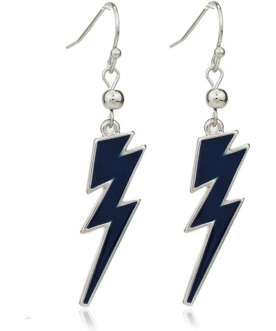 Lightweight Lightening Bolt Flash Dangle Drop Earring for Women Rhodium/Navy $10.56 Earrings