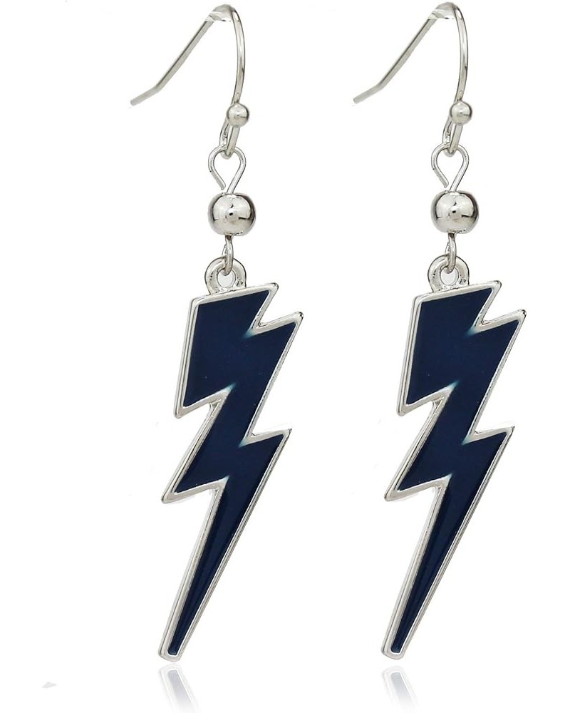 Lightweight Lightening Bolt Flash Dangle Drop Earring for Women Rhodium/Navy $10.56 Earrings