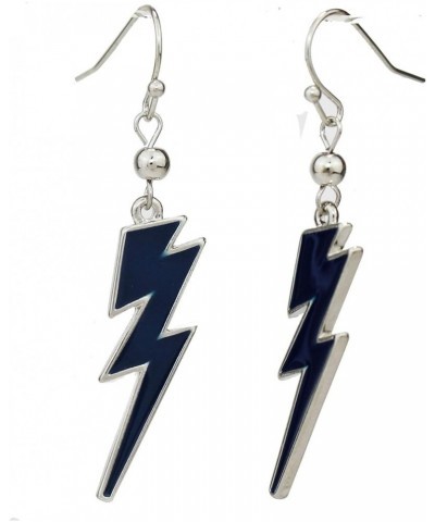 Lightweight Lightening Bolt Flash Dangle Drop Earring for Women Rhodium/Navy $10.56 Earrings