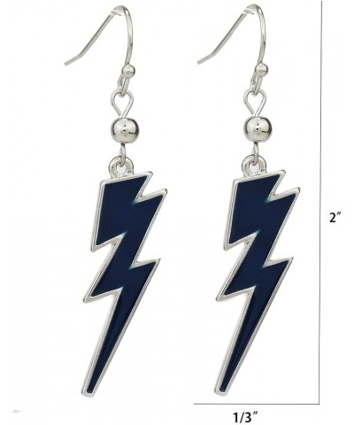 Lightweight Lightening Bolt Flash Dangle Drop Earring for Women Rhodium/Navy $10.56 Earrings