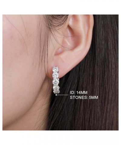 Moissanite Hoop Earrings, 0.54ct-3.6ct D Color VVS1 Clarity Brilliant Round Cut Lab Created Diamond Earrings 18K White Gold P...