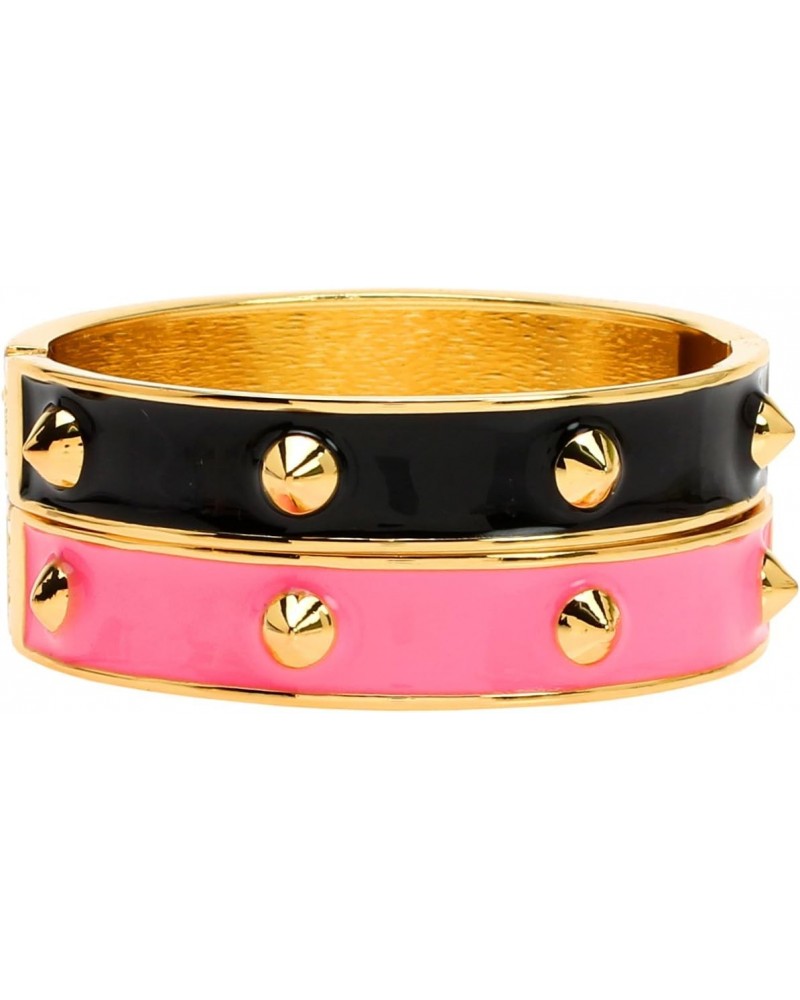 Rockstar Black Pink Metal Gold Tone Clasp Bangle Bracelets – Set of Two $10.25 Bracelets