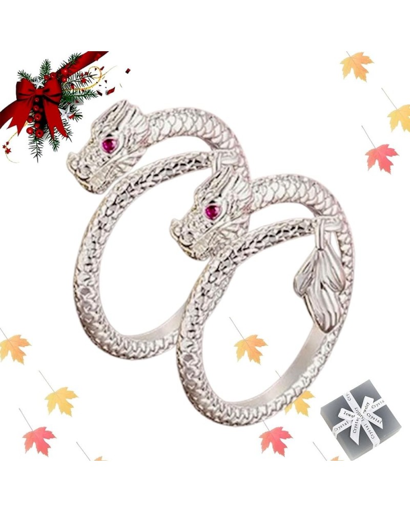 Dragon's Tail Qiankun Lucky Ring, Dailypurc Dragon's Tail Qiankun Lucky Ring, Bring Good Luck and Prosperity Silver-2 $11.20 ...