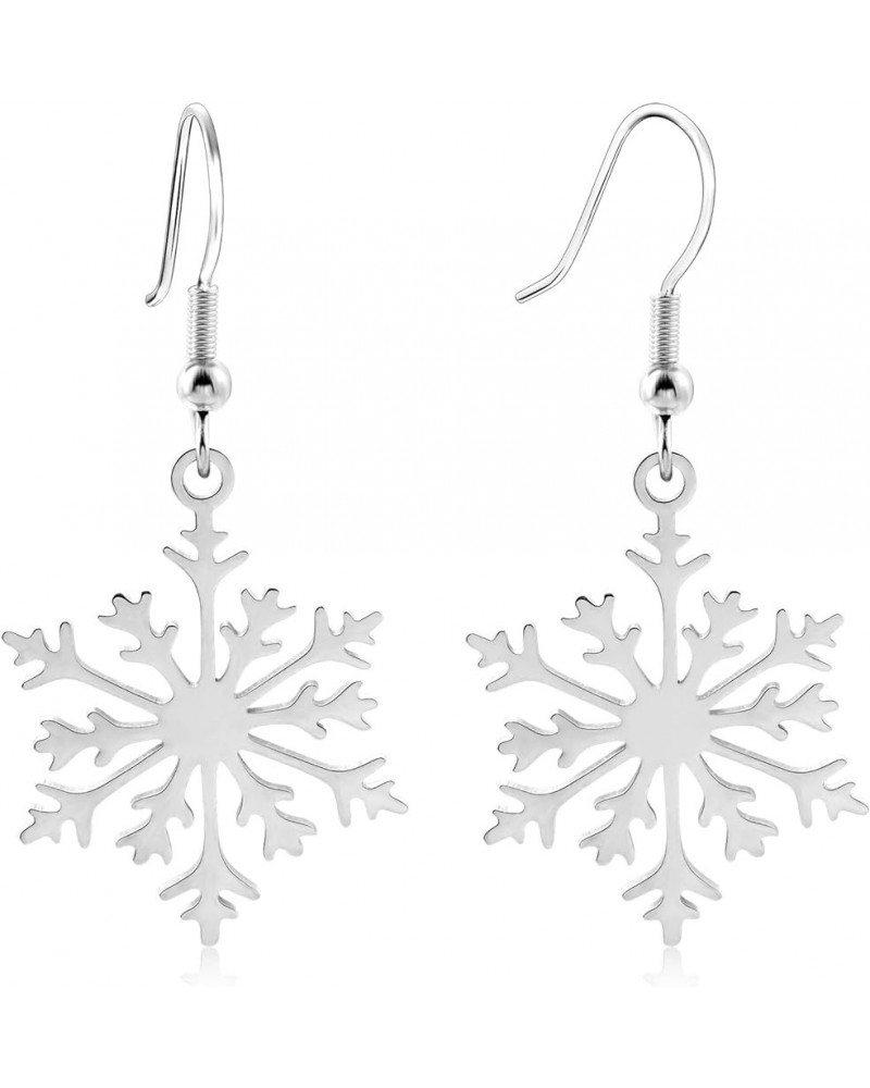 Snowflake Earrings For Women Girls Winter Snowflake Earrings Christmas Earrings silver-stainless steel $7.41 Earrings