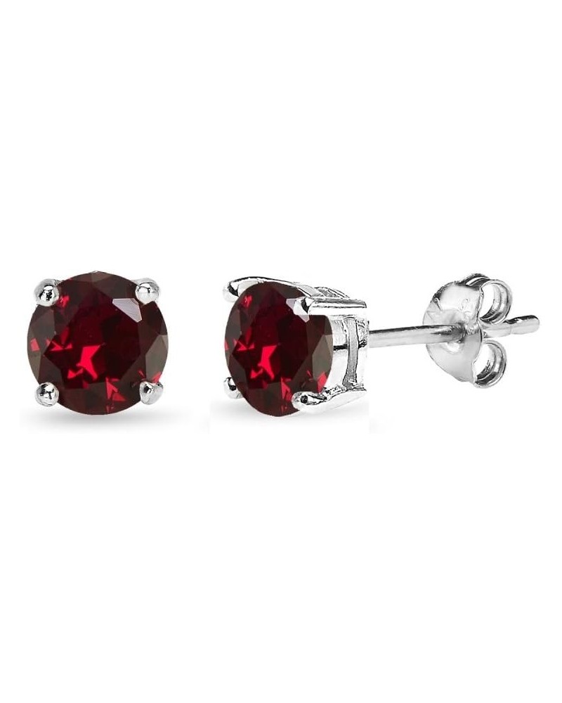 Ruby Earrings for Women Sterling Silver Round-Cut Solitaire Synthetic Red July Birthstone Studs for Girls Teens Bridesmaids 5...