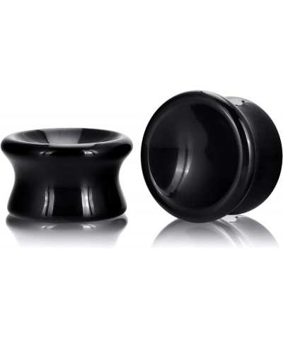 2PCS Stone Ear Plugs Tunnels Saddle Expander Body Piercing Set Gauges 2g-1'' Black Onyx-Concave Style $8.57 Body Jewelry