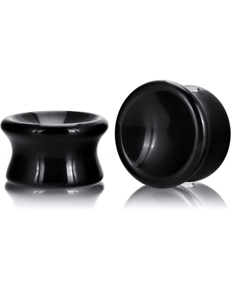 2PCS Stone Ear Plugs Tunnels Saddle Expander Body Piercing Set Gauges 2g-1'' Black Onyx-Concave Style $8.57 Body Jewelry