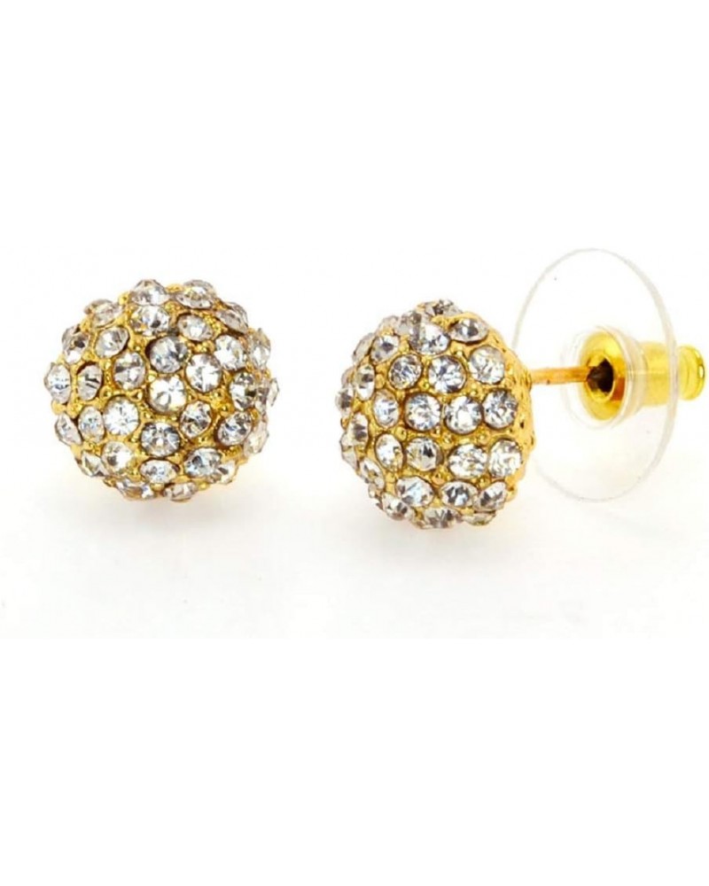 Premium Quality Simulated Rhinestone 10 mm and 15 mm Diameter Ball Post Earrings Clear-Goldtone10mm $9.51 Earrings