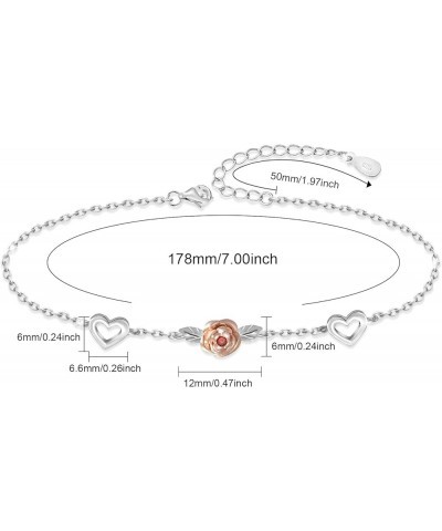 S925 Sterling Silver Rose Flower Necklace, Rose Bracelet, Two-Tone Cross Pendant Necklaces for Women Girls Gift for Valentine...