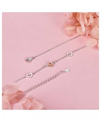 S925 Sterling Silver Rose Flower Necklace, Rose Bracelet, Two-Tone Cross Pendant Necklaces for Women Girls Gift for Valentine...