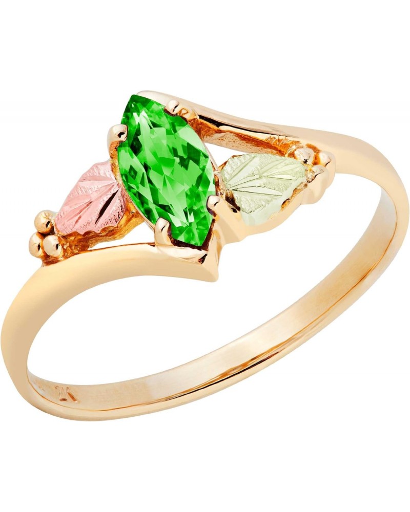 Synthetic Emerald Marquise May Birthstone Bypass Ring, 10k Yellow Gold, 12k Green and Rose Gold Black Hills Gold $110.46 Rings