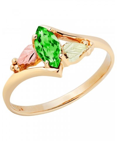 Synthetic Emerald Marquise May Birthstone Bypass Ring, 10k Yellow Gold, 12k Green and Rose Gold Black Hills Gold $110.46 Rings