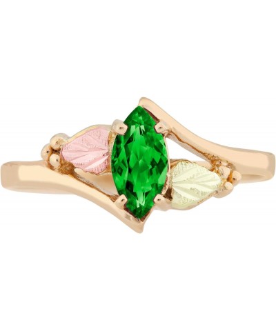 Synthetic Emerald Marquise May Birthstone Bypass Ring, 10k Yellow Gold, 12k Green and Rose Gold Black Hills Gold $110.46 Rings