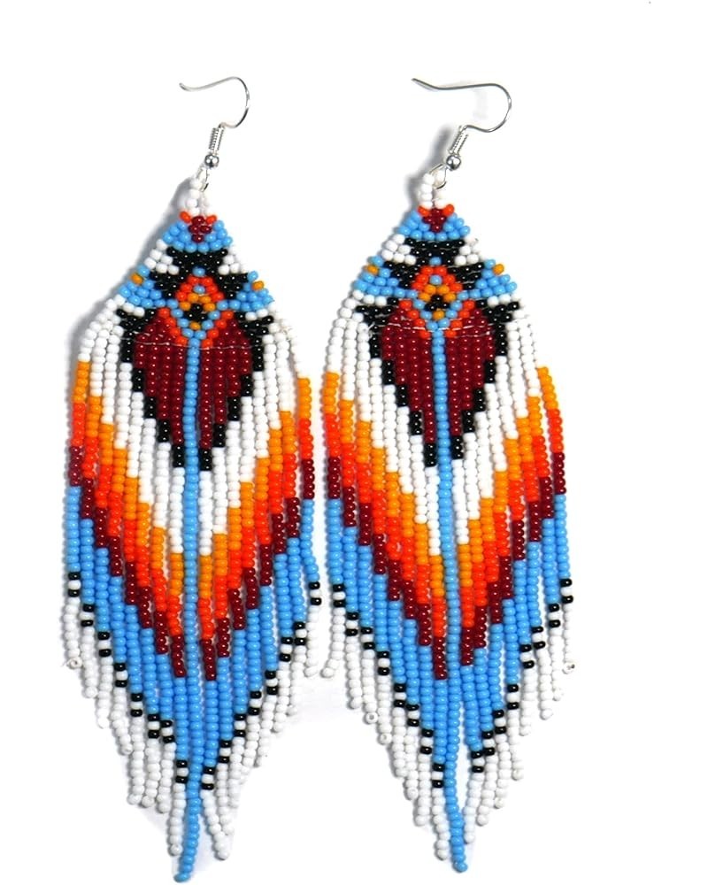 Beaded Drop Earrings Statement Colorful Beaded Earrings Handmade Bohemia Beadwork Dangle Earrings For Woman. Multicolor 2 $9....