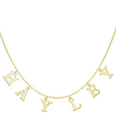 Uppercase Letter Charm Name Necklace Personlized Initial Alphabet Pendant Jewelry with 14K Gold Plated for Women Choker Hayle...