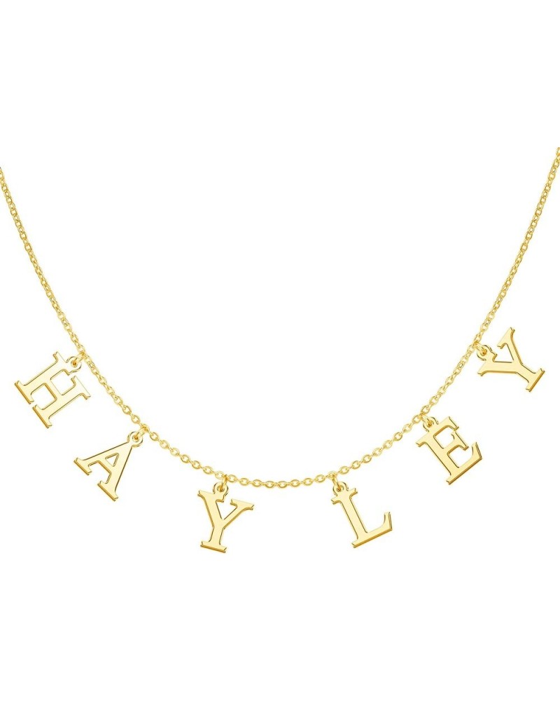 Uppercase Letter Charm Name Necklace Personlized Initial Alphabet Pendant Jewelry with 14K Gold Plated for Women Choker Hayle...