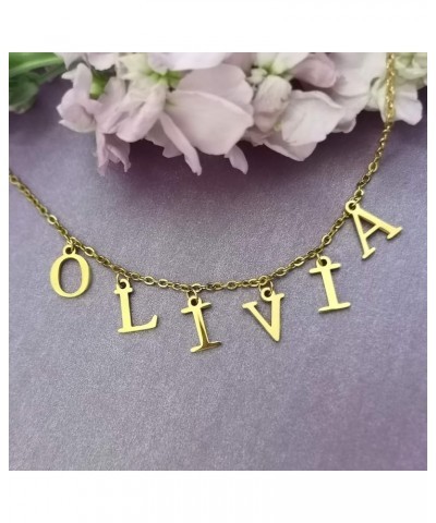 Uppercase Letter Charm Name Necklace Personlized Initial Alphabet Pendant Jewelry with 14K Gold Plated for Women Choker Hayle...