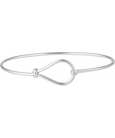 Women's 925 Sterling Silver Polished Pear Teardrop Hook Clasp Bangle Bracelet $25.41 Bracelets