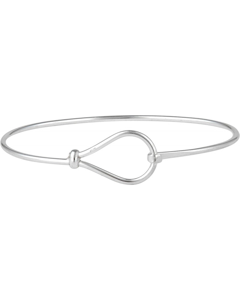 Women's 925 Sterling Silver Polished Pear Teardrop Hook Clasp Bangle Bracelet $25.41 Bracelets