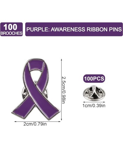 Metal Ribbon Pins, Alloy Ribbon Brooches Cancer Awareness Lapel Pins Hope Pins Enamel Jewelry Badges for Women Support Moveme...