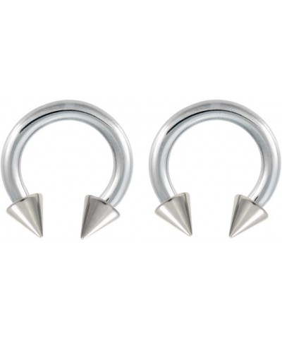 Pair of (10, 8g, 6g, 4g or 2g) Spike Hypoallergenic Surgical Steel Horseshoe Ring Lip, Belly, Nipple, Cartilage, Tragus, Sept...