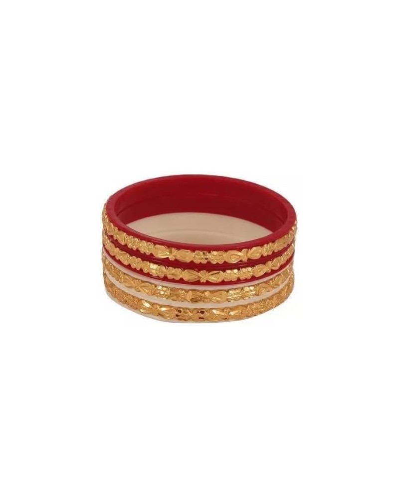 Meenakshi imitation Indian Traditional Women's Ethnic Gold-Plated Sakha Pola Bangles Set of 4 Red 2.6 $14.21 Bracelets