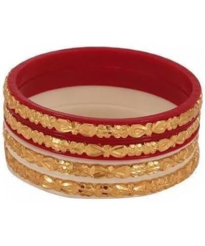 Meenakshi imitation Indian Traditional Women's Ethnic Gold-Plated Sakha Pola Bangles Set of 4 Red 2.6 $14.21 Bracelets