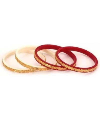 Meenakshi imitation Indian Traditional Women's Ethnic Gold-Plated Sakha Pola Bangles Set of 4 Red 2.6 $14.21 Bracelets