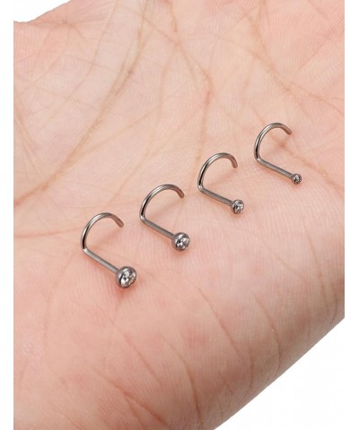 18G 20G 22G F136 Titanium Nose Rings Studs Diamond CZ Nose Studs L Shaped Straight Screw Nose Ring Stud Cubic Zirconia Nose P...