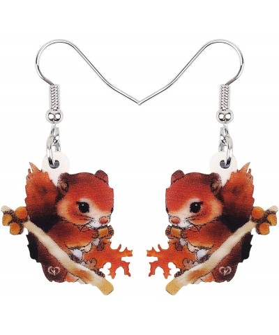 Christmas Squirrel Earrings Acrylic Squirrel Dangle Jewelry For Women Kids Girls Charm Red $6.23 Earrings