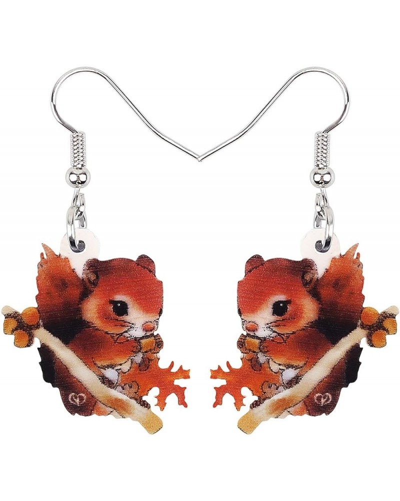 Christmas Squirrel Earrings Acrylic Squirrel Dangle Jewelry For Women Kids Girls Charm Red $6.23 Earrings