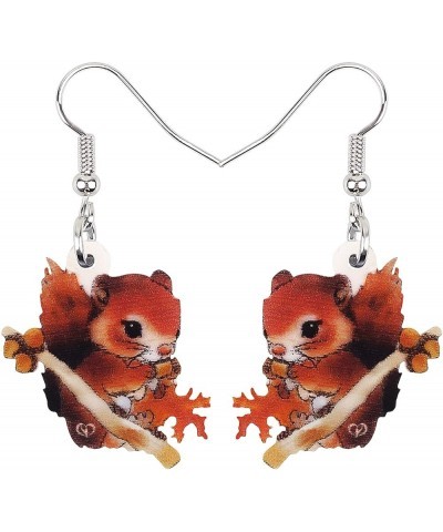 Christmas Squirrel Earrings Acrylic Squirrel Dangle Jewelry For Women Kids Girls Charm Red $6.23 Earrings