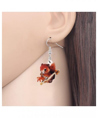 Christmas Squirrel Earrings Acrylic Squirrel Dangle Jewelry For Women Kids Girls Charm Red $6.23 Earrings