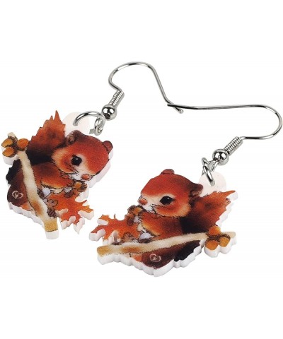 Christmas Squirrel Earrings Acrylic Squirrel Dangle Jewelry For Women Kids Girls Charm Red $6.23 Earrings