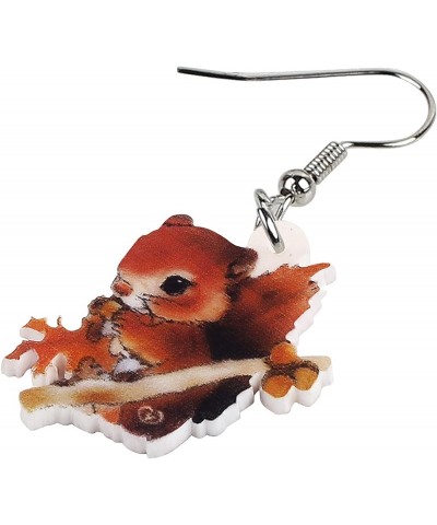 Christmas Squirrel Earrings Acrylic Squirrel Dangle Jewelry For Women Kids Girls Charm Red $6.23 Earrings